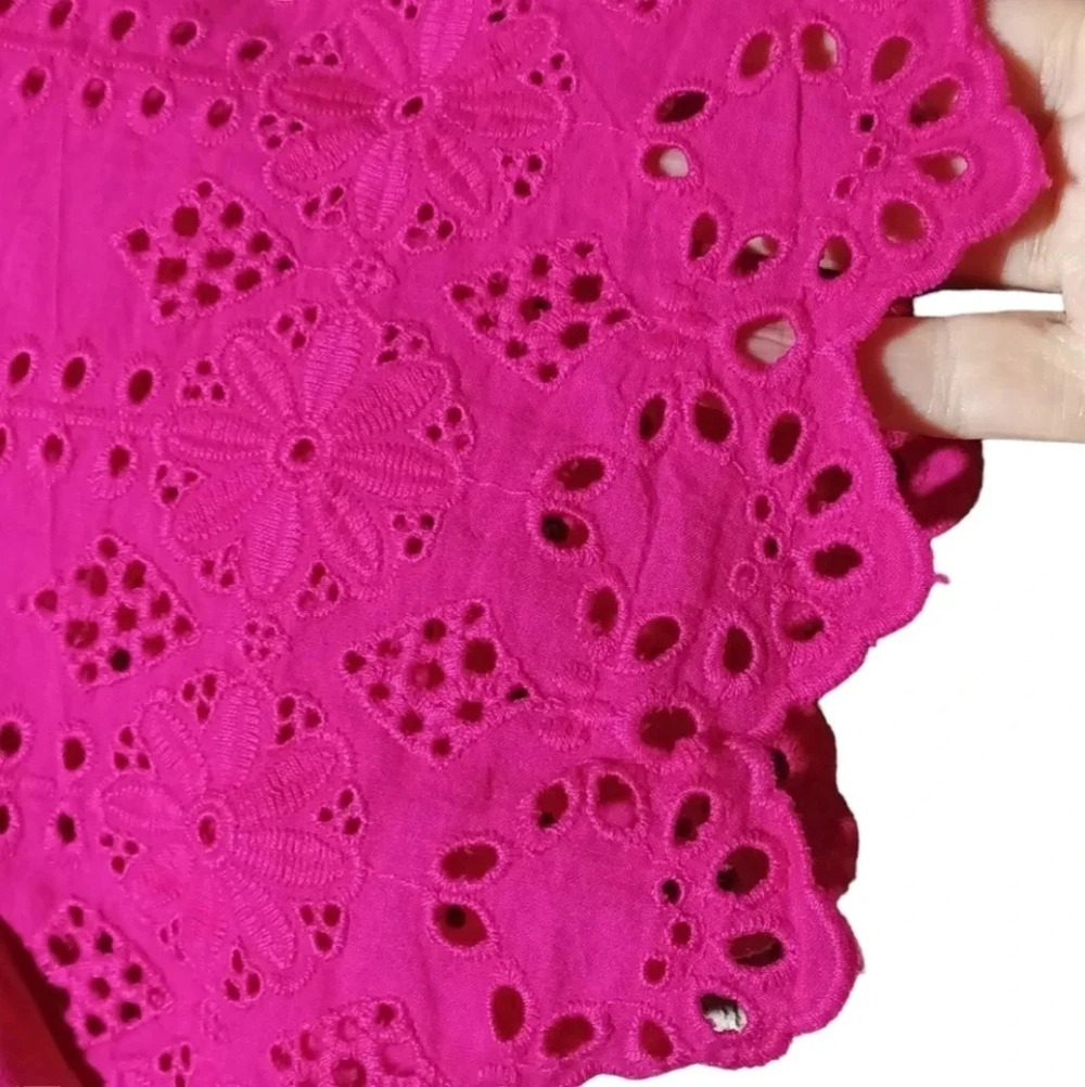 Hatley cotton pink magenta eyelet crochet puff sleeve lightweight sp - Picture 3 of 9